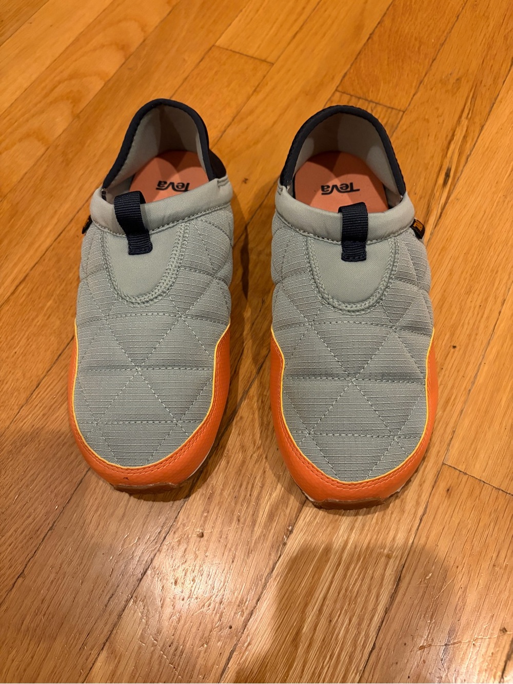 Teva Reember Kids Slip-On Quilted Shoes in Light Gray and Orange